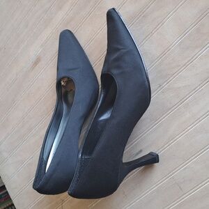 Mootsies Tootsies Collection Black Satin Fabric Short Heel Pumps Classy Formal